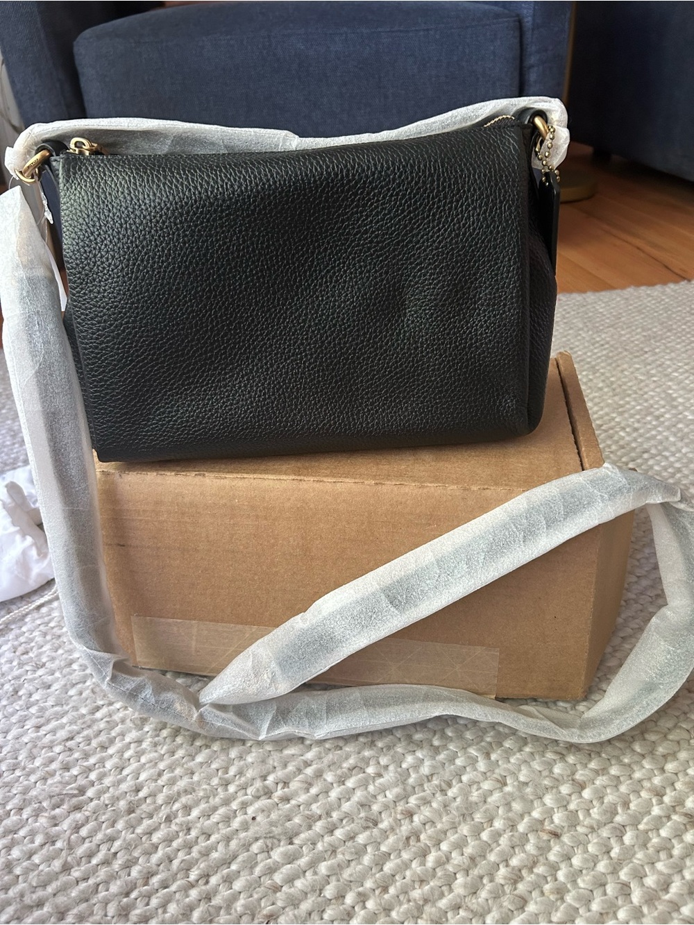 COACH Classic Black Leather Shoulder Bag